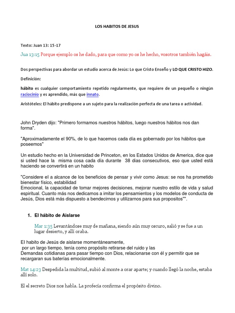 Hábitos de Jesús para una vida plena | PDF | Oración | Jesús