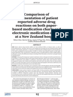 Comparison of Documentation of Patient Reported Adverse Drug Reactions On Both Paper-Based Medication Charts and Electronic Medication Charts at A New Zealand Hospital