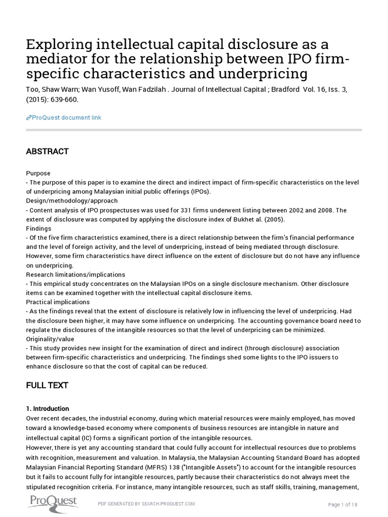 Exploring Intellectual Capital Disclosure As A Mediator For The ...