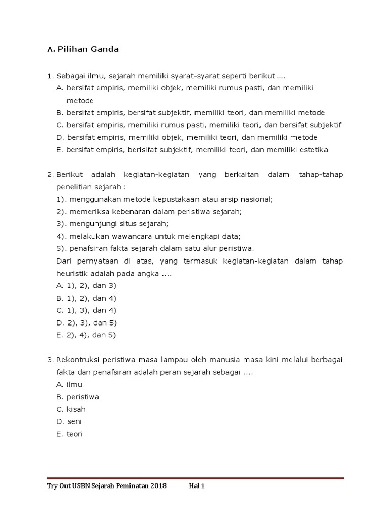 21+ Contoh Soal Usbn Sejarah Sma Kurikulum 19 Background