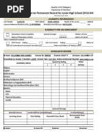 School Form 10 SF10 Learner's Permanent Academic Record For Junior High School