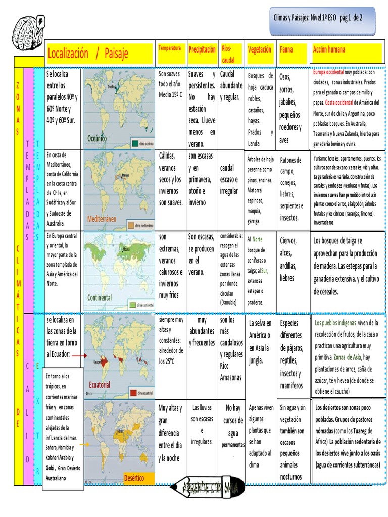 Esquema Climas y Paisajes Del Mundo | PDF | Desierto | Selva