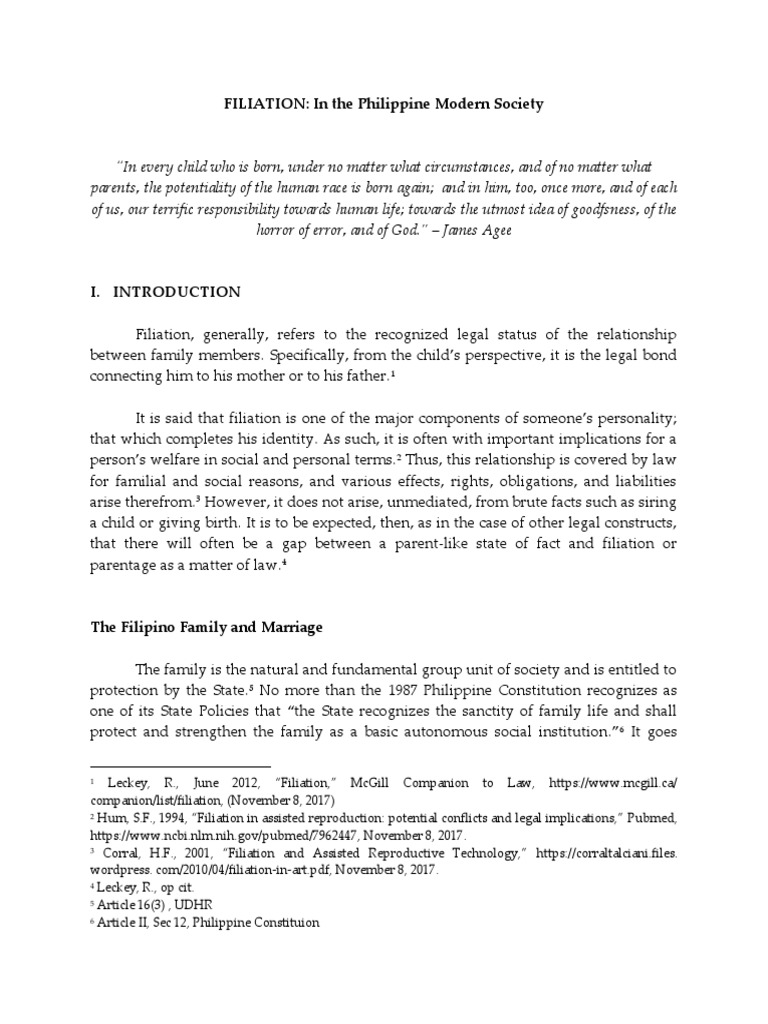 Understanding Filiation in Philippine Law | PDF | Legitimacy (Family ...