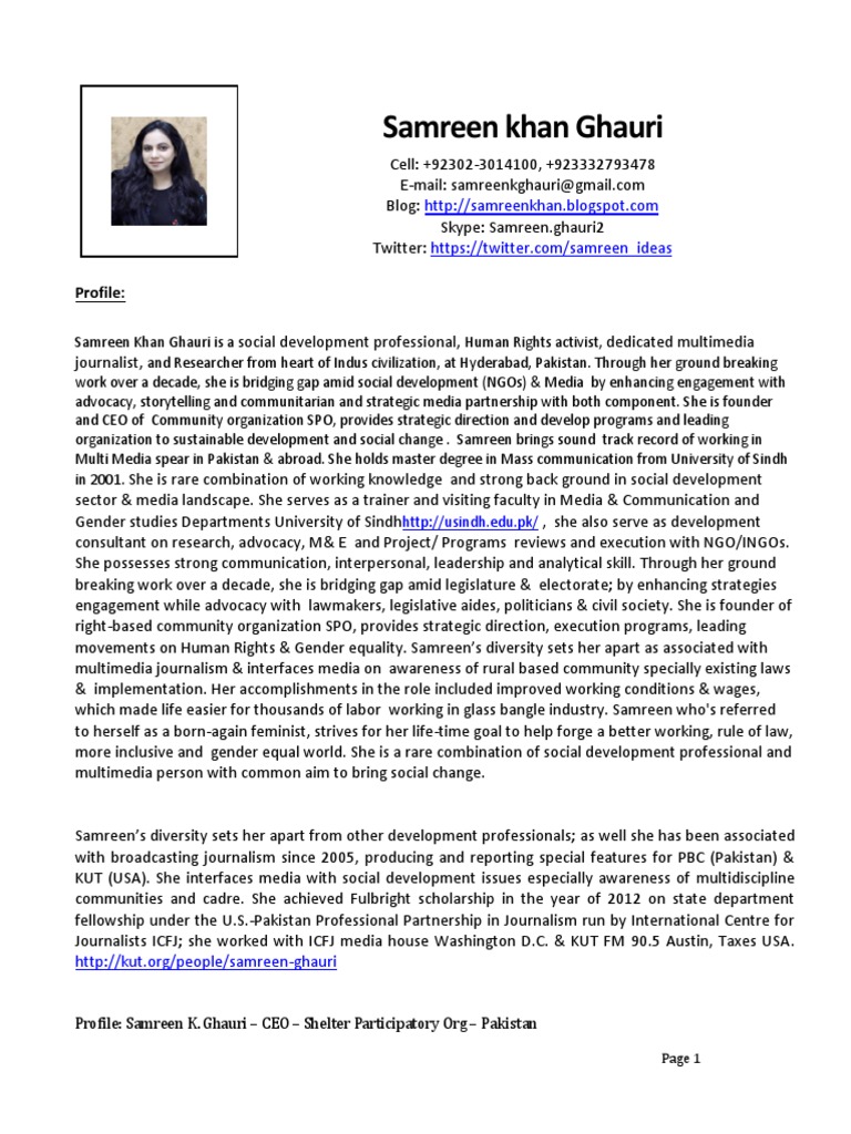 CV - Samreen Khan Ghauri, Pakistan | Unduh gratis PDF | Non ...