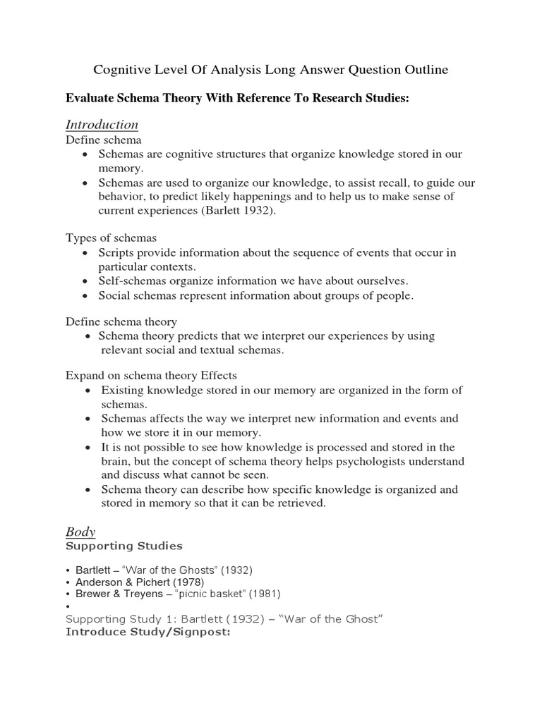 Schema Theory Evaluation Guide | PDF | Schema (Psychology) | Cognition