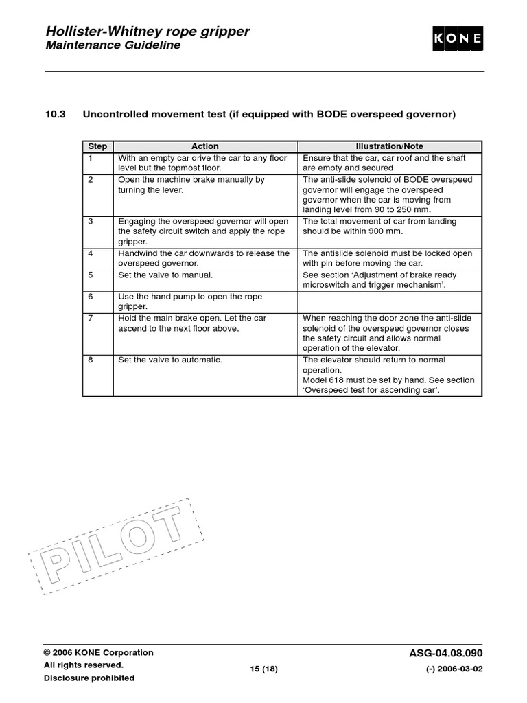 HollisterWhitney Rope Gripper Maintenance Guideline PDF Elevator