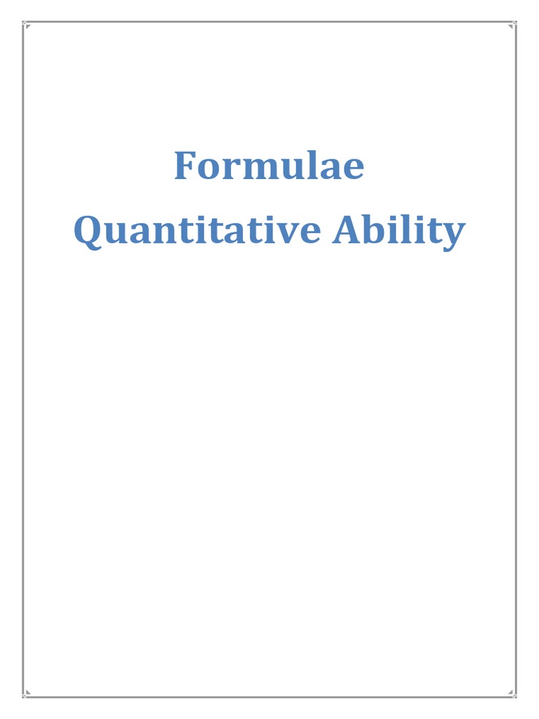 Quantitative Ability Formulae Guide | PDF | Fraction (Mathematics ...