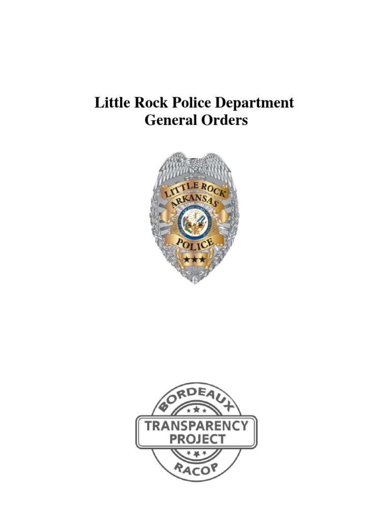 Little Rock Police Department General Orders PDF Military Rank Law Enforcement Agency