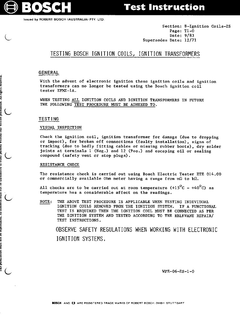 Bosch Testing Ignition Coils PDF PDF