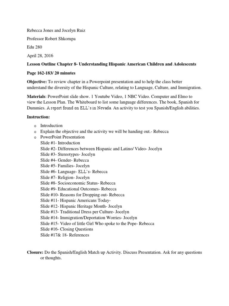 Chapter 8 Lesson Plan | PDF | Race And Ethnicity In The United States ...