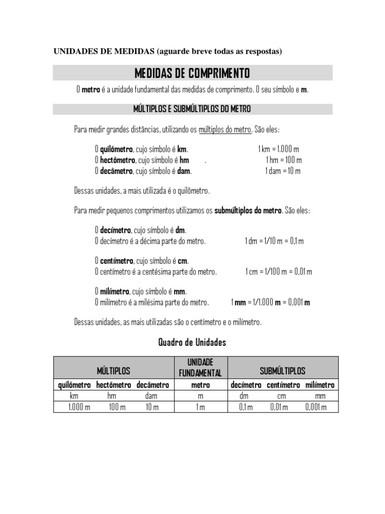 Unidades De Medidas Pdf Quilograma Metro