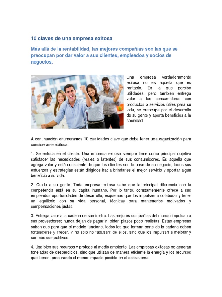 10 Claves para una Empresa Exitosa | PDF | Beneficio (economía) | Vida