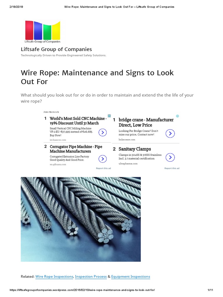 Wire Rope Maintenance and Signs to Look Out For Liftsafe Group of