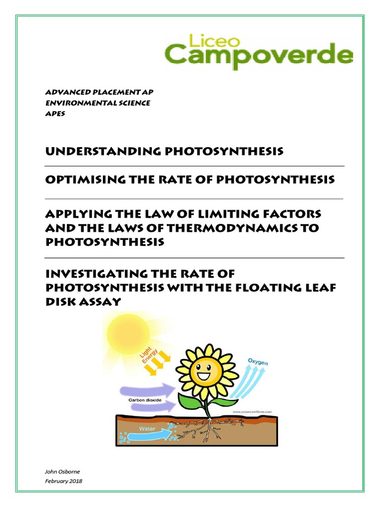 Floating Leaf Disk Assay for Apes Photosynthesis Leaf