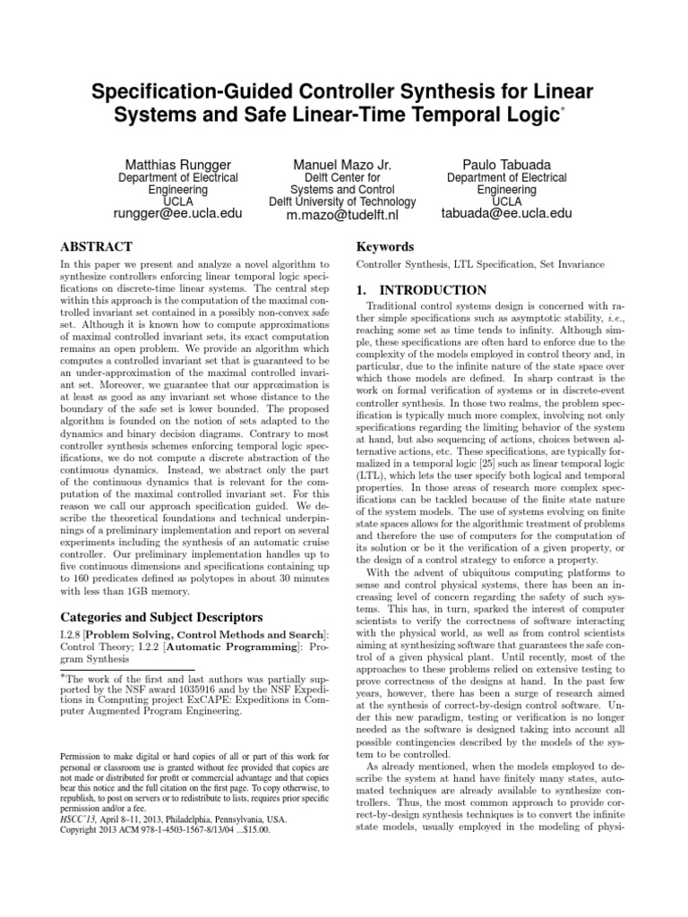 Specification-Guided Controller Synthesis For Linear Systems and Safe ...