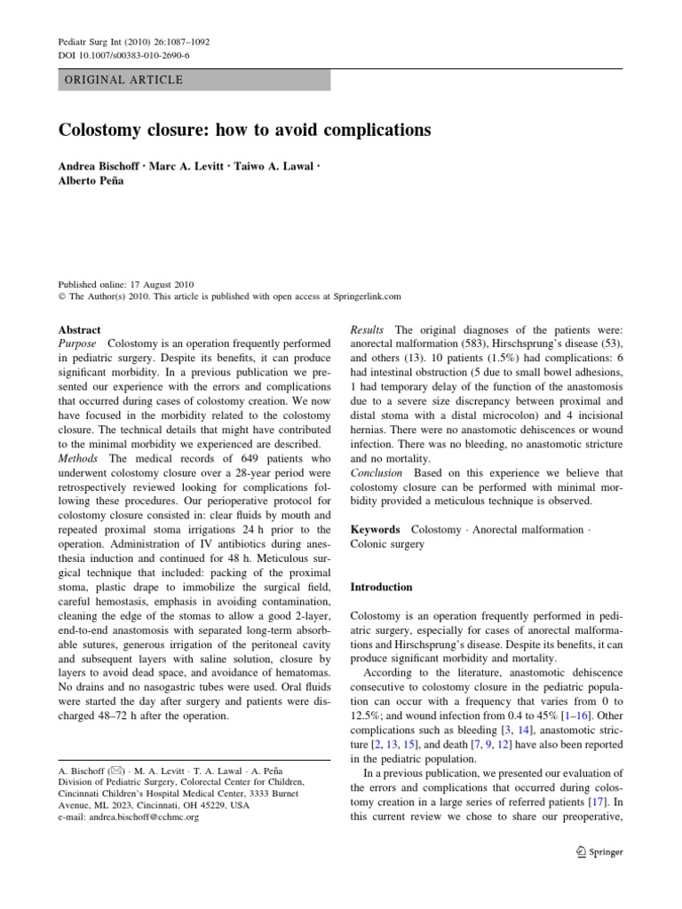 Colostomy Closure: How To Avoid Complications PDF | PDF | Surgery ...