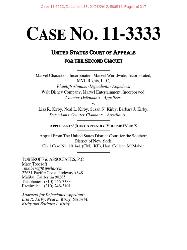 Kirby - Marvel Appellate Document Record Volume 4 | PDF | Deposition (Law)  | Summary Judgment