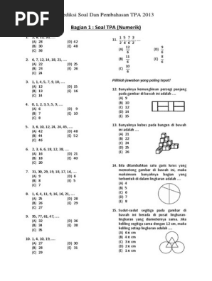 Contoh Soal Tpa Numerik Dan Pembahasannya - Contoh Soal ...