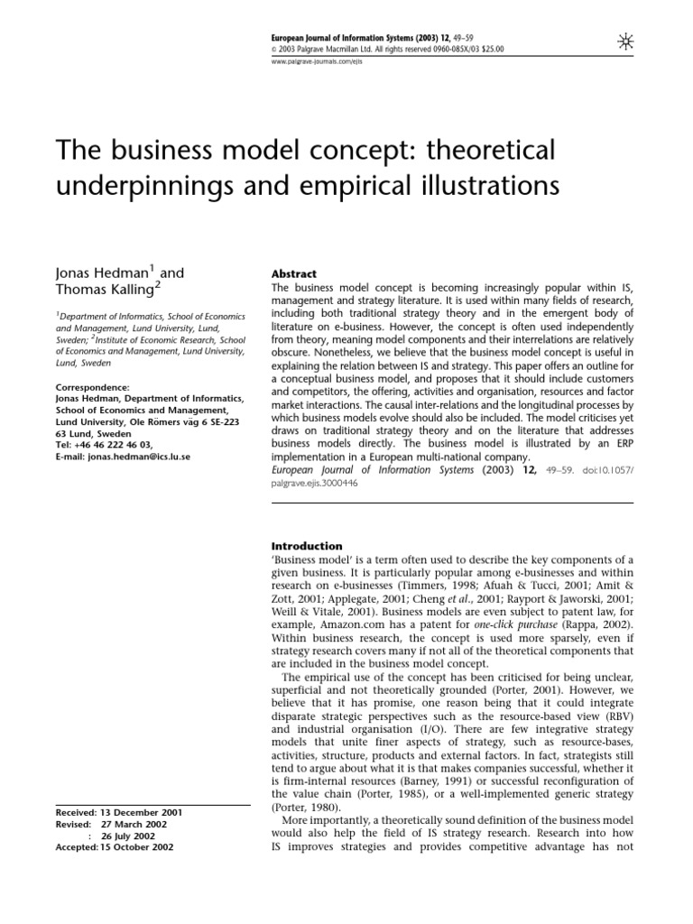 Understanding Business Model Concepts | PDF | Business Model ...