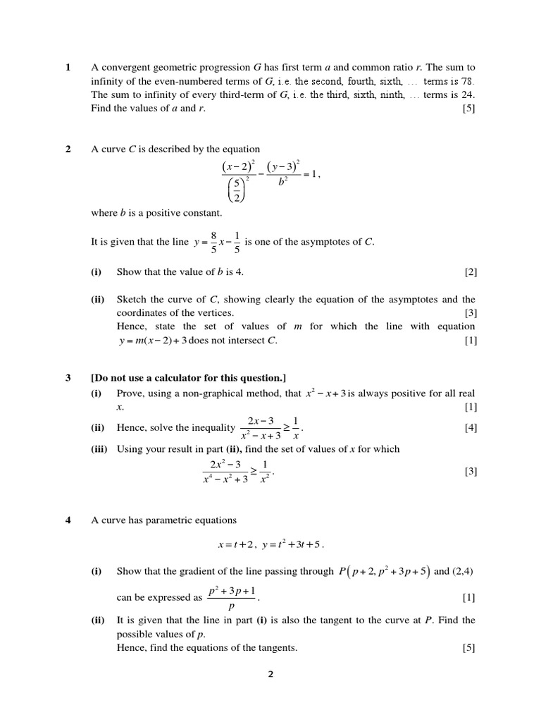 Tangents and Curves in H2 Math | PDF | Asymptote | Tangent