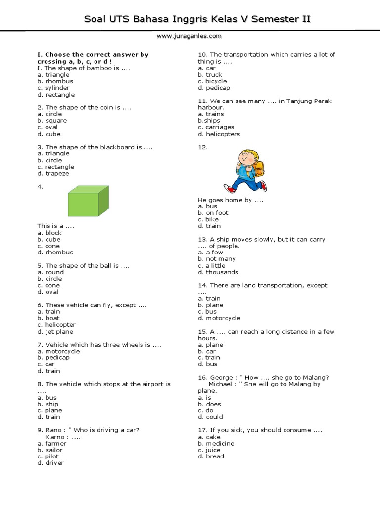 Soal Uas Bahasa Inggris Kls 5 Tentang Transportasi