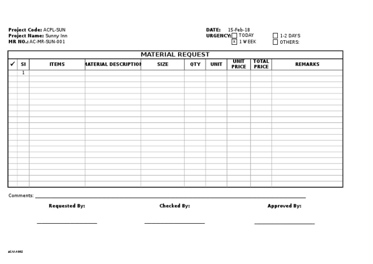 Sample MAterial Request Form | PDF
