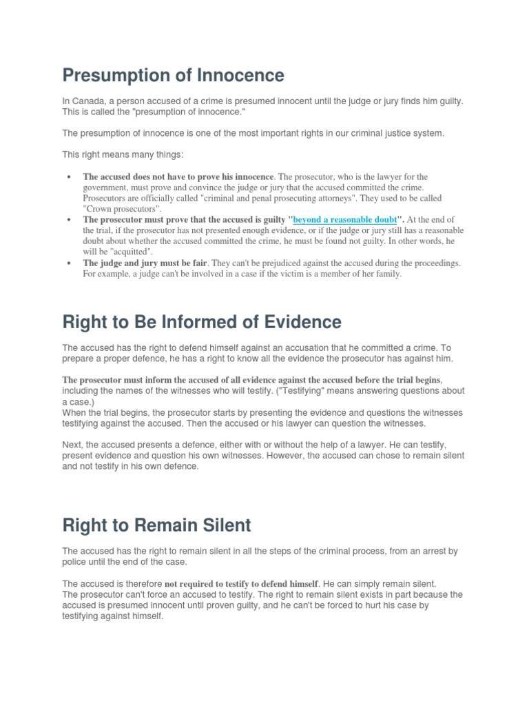 Presumption of Innocence | PDF | Presumption Of Innocence | Prosecutor