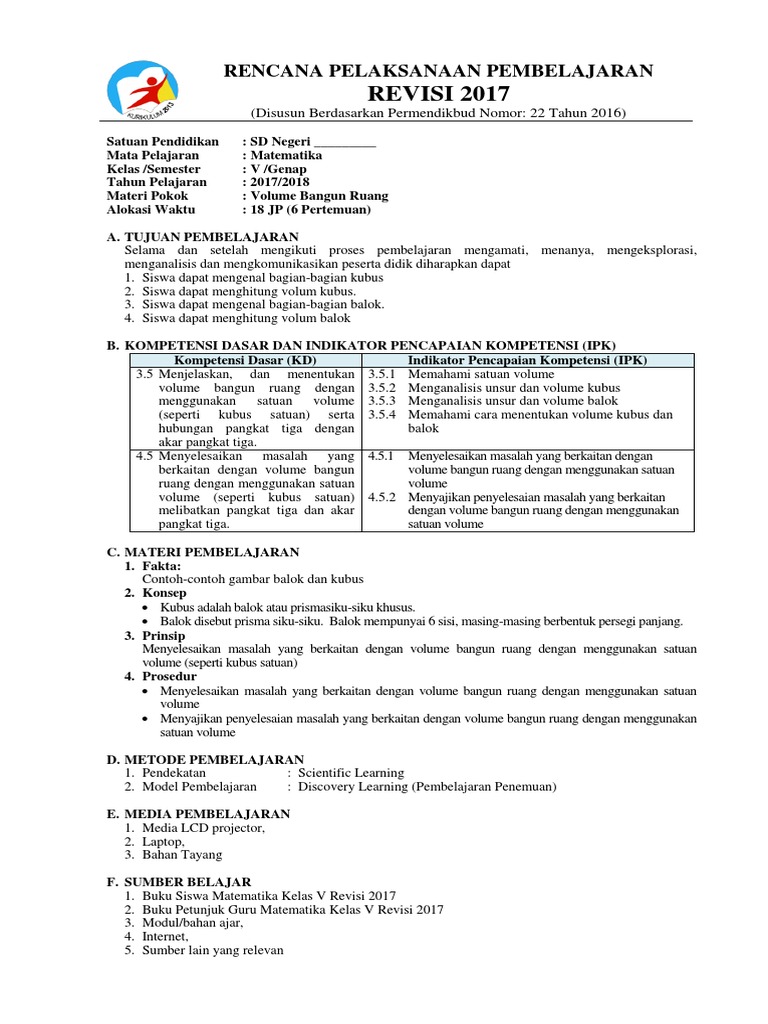 14 Rpp 5 Volume Bangun Ruang Docx