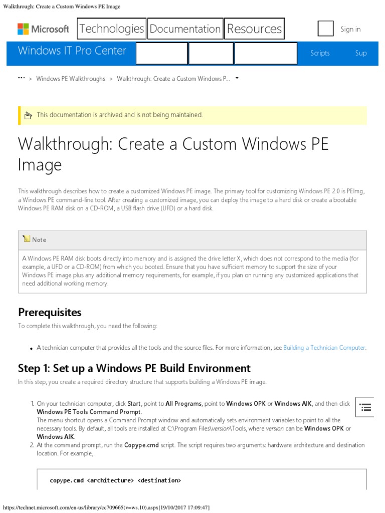 Walkthrough Create A Custom Windows PE Image | PDF | Booting | Command ...