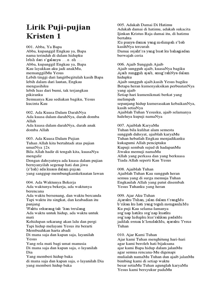 Lirik Lagu Kristen Pdf