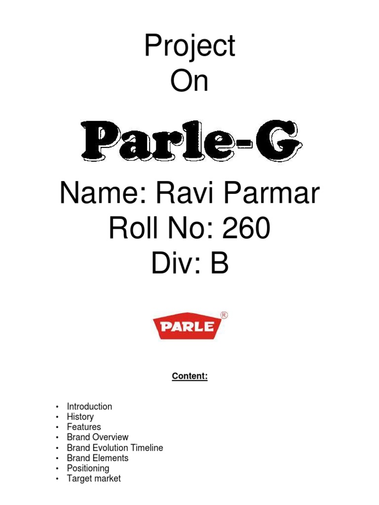 Parle G Report Confectionery Brand