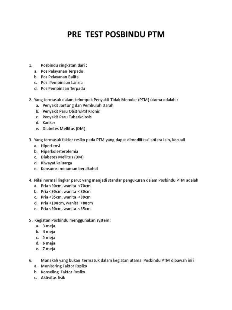 Posbindu PTM: Panduan dan Kegiatan | PDF | Kesehatan Holistik