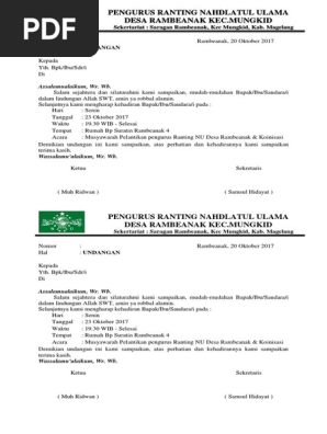 Undangan Pengurus Ranting Nu