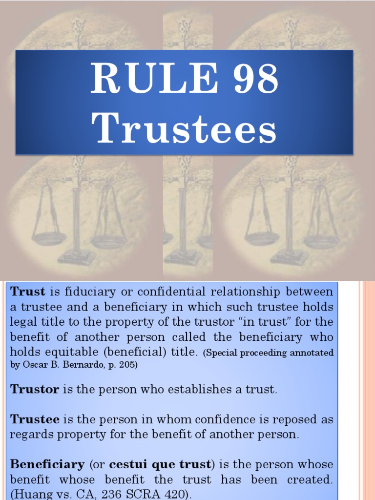 Rule 98-100 | PDF | Trust Law | Trustee
