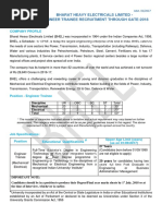 Official Notification For BHEL Recruitmet Through GATE 2018 For Engineer Trainee