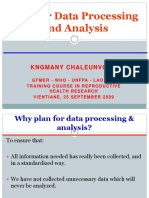 Plan For Data Processing and Analysis: Kngmany Chaleunvong