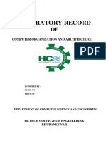 Laboratory Record: Computer Organisation and Architecture