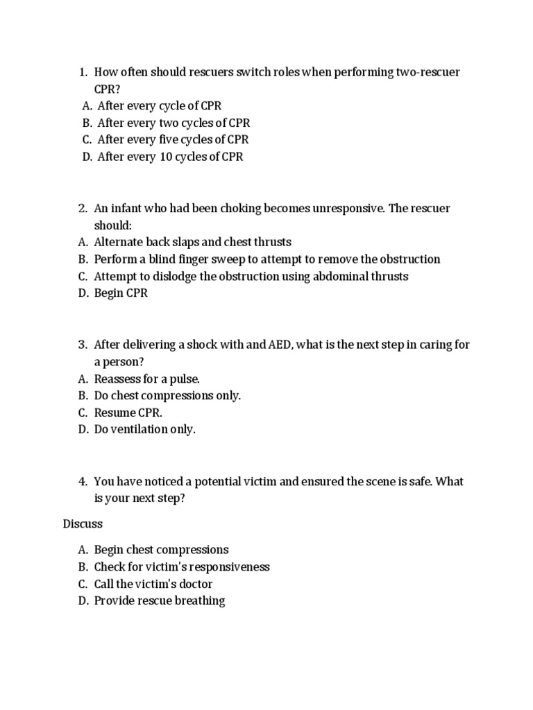 BLS Exam Questions and Answers Guide | PDF | Cardiopulmonary ...