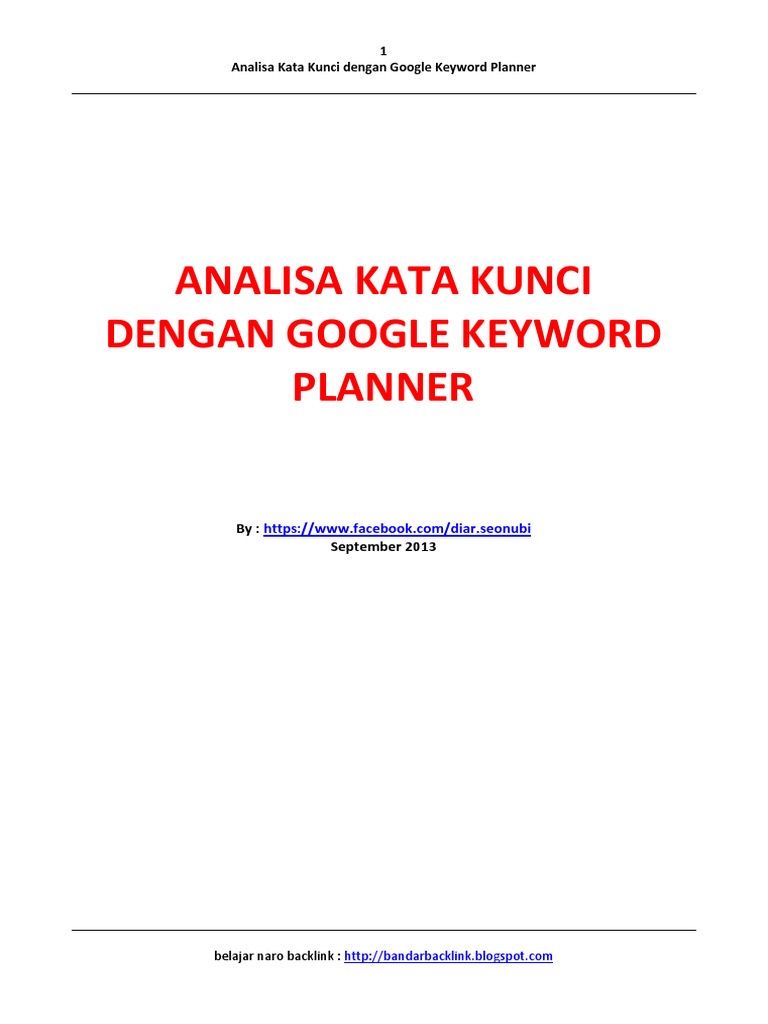 Analisa Kata Kunci Dengan Google Keyword Planner PDF PDF