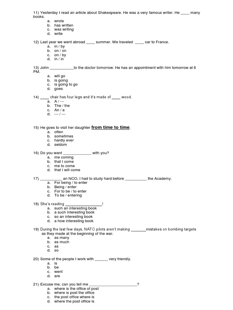 English Exam for Military Candidates | PDF | Ear | Whales