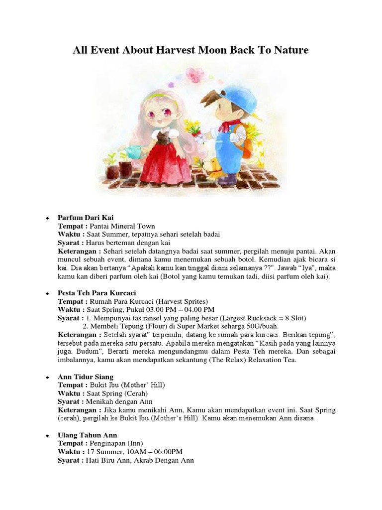 Semua Event Harvest Moon BTN | PDF