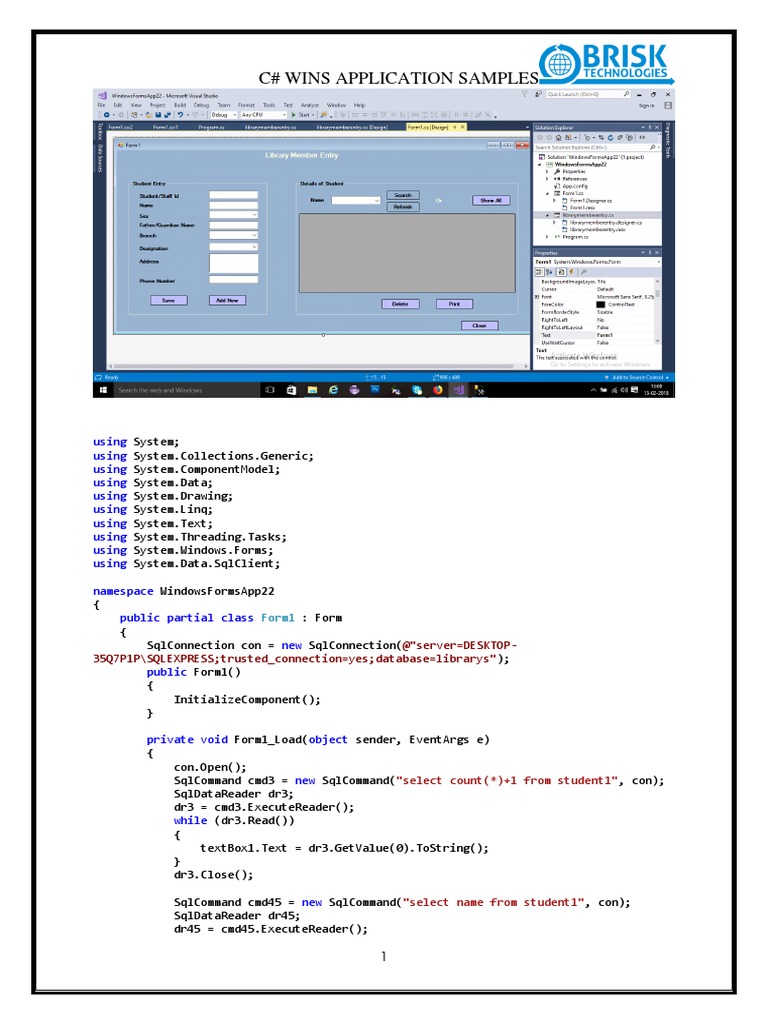 C# Wins Application Samples | PDF | C Sharp (Programming Language ...