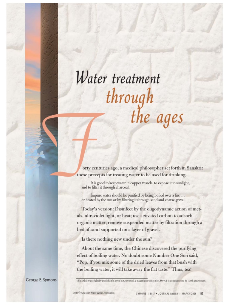 History of Water Treatment AWWA 032006 PDF Water Purification