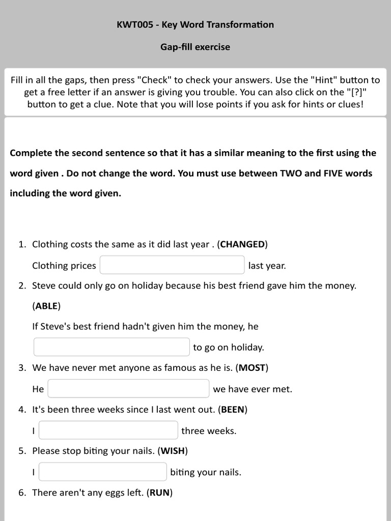 Key Word Transformation | PDF