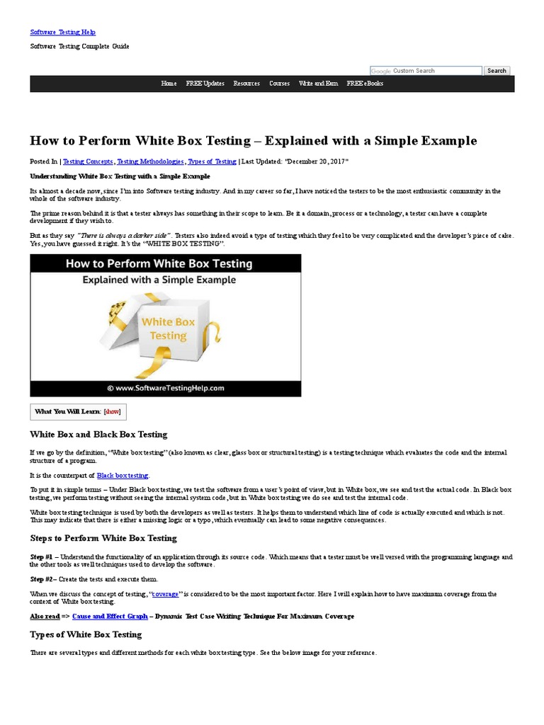 White Box Testing Explained with Example | PDF | Software Testing ...