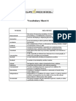 Vocabulary Sheet Format
