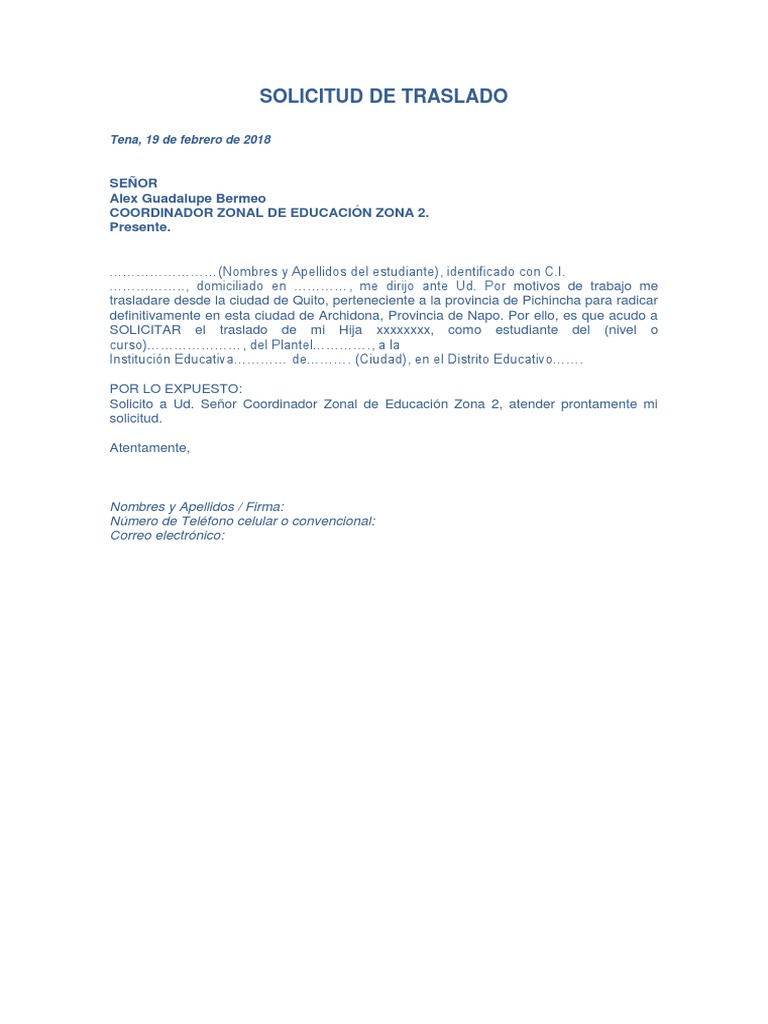 Solicitud de Traslado