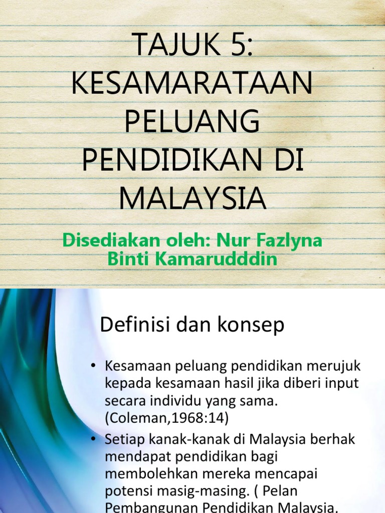 TAJUK 5 Kesamarataan Peluang Pendidikan  PDF