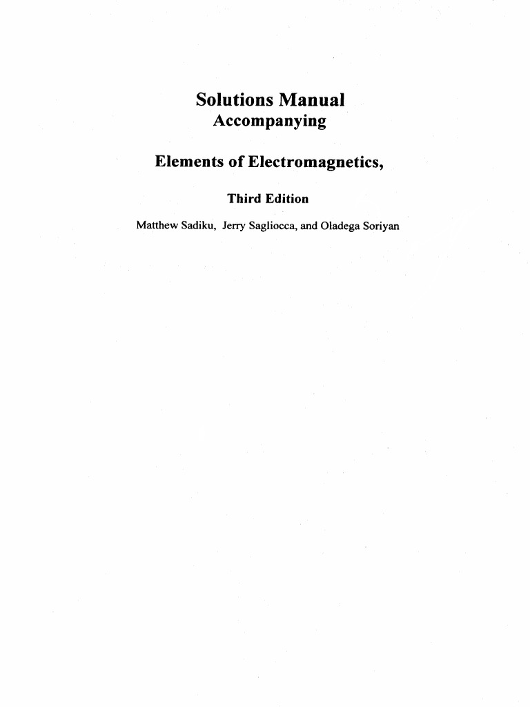 Elements Of Electromagnetics Sadiku 7th Edition Pdf