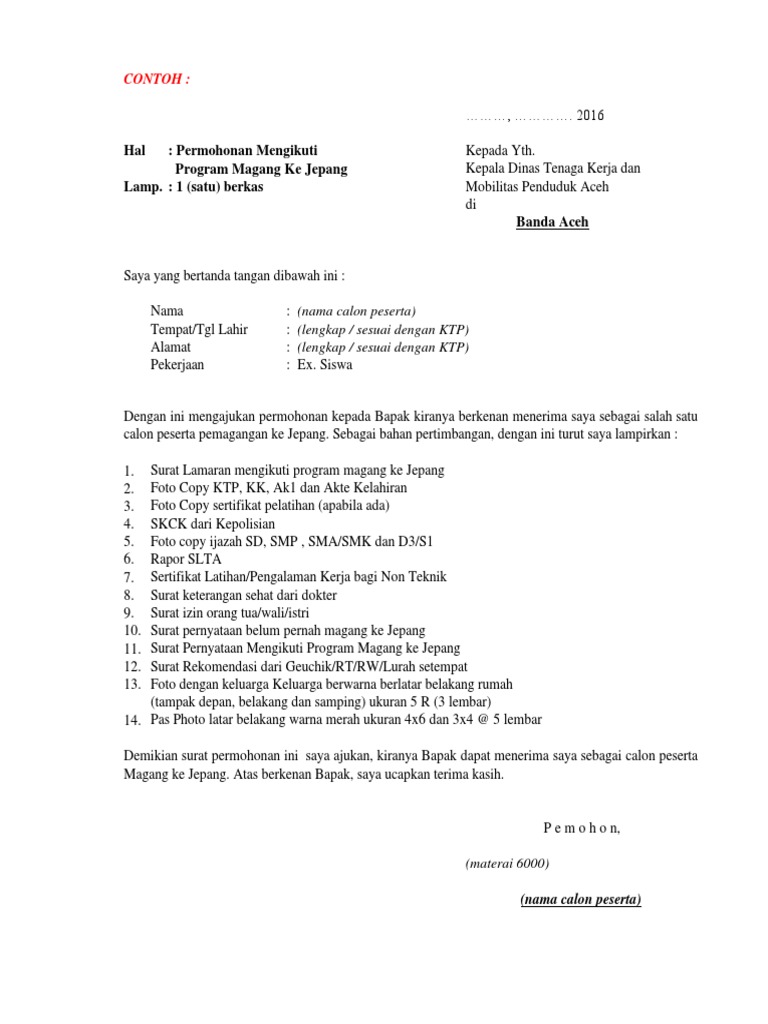 Surat Pernyataan Magang Pdf